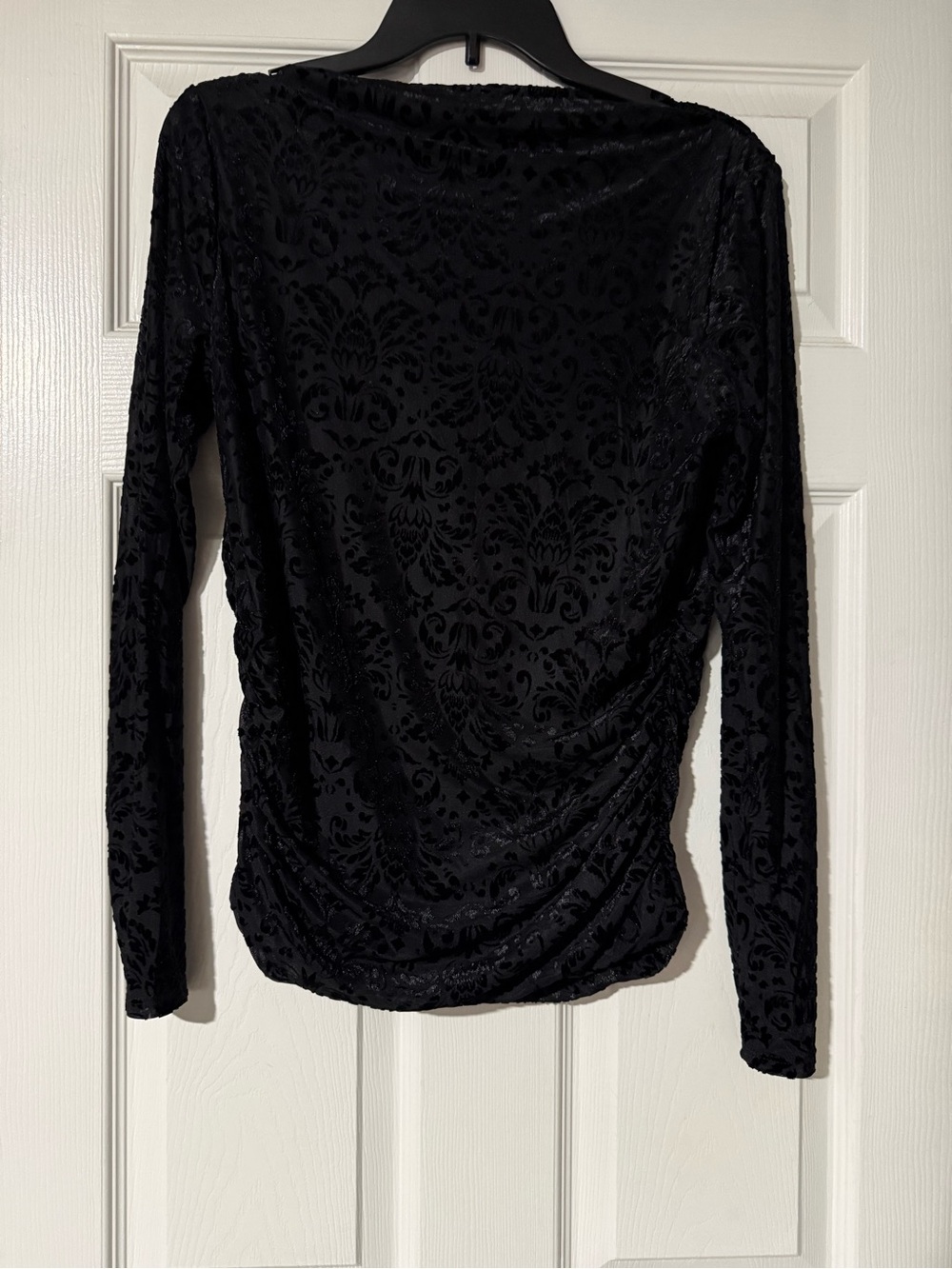 Black Velvet Burnout Long Sleeve Top